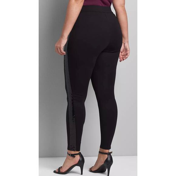 Lane Bryant Ponte Sequin-Trim Leggings - NWT - 18/20 SHORT - Picture 3 of 8